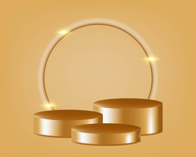 3d realistic gold podium display