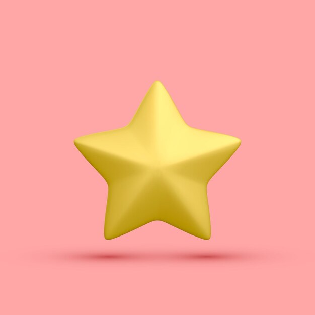 3d realistic golden star icon isolated on light background vector illustration