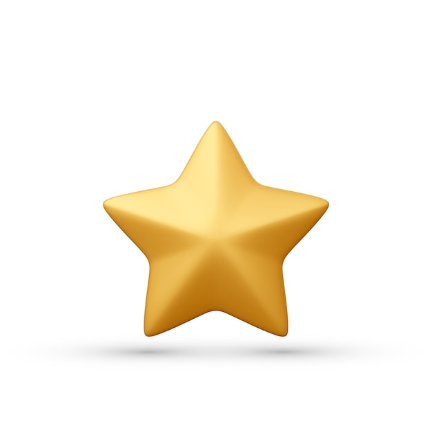 Icona di stella dorata realistica 3d isolata su sfondo bianco. illustrazione vettoriale