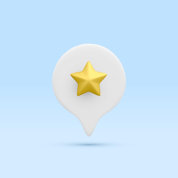 3d realistic golden star isolated on blue background Customer rating feedback concept from the client about employee for mobile applications or websites Vector illustration