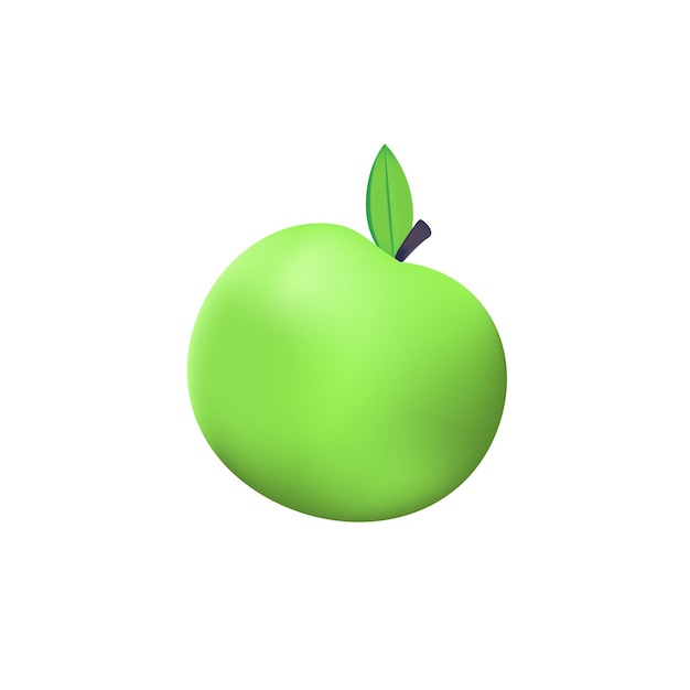 3d Realistic green Apple fruit vector illustration