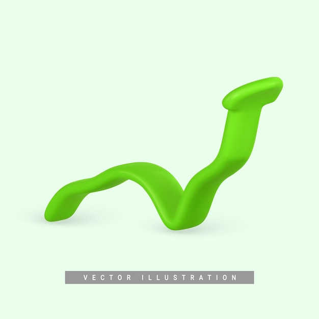 Vector 3d realistic green arrow up in cartoon style vector illustration