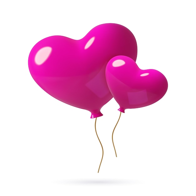 금색 줄에 있는 3D 현실적인 심장 모양의 헬 ⁇  풍선 보라색 발렌타인 데이 로맨틱 장식