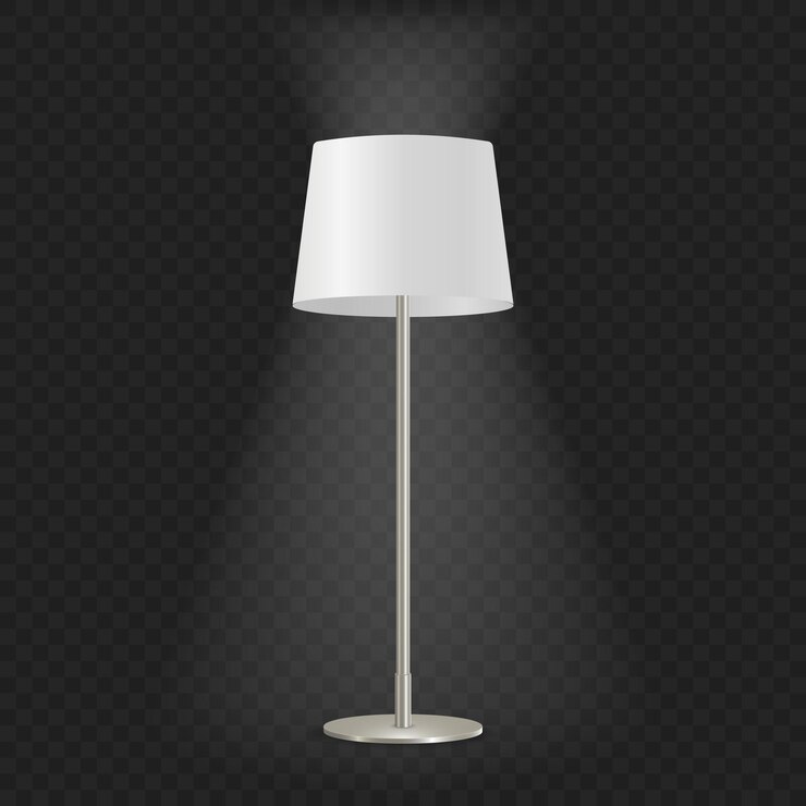 Vector 3d realistic illuminated vintage decorative floor lamp isolated on transparent background.