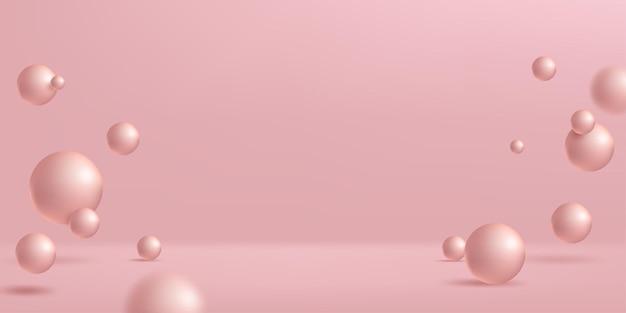 3d realistic illustration of pink ball horizontal background