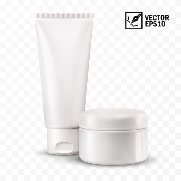 Vettore crema cosmetica isolata realistica del barattolo e del tubo 3d