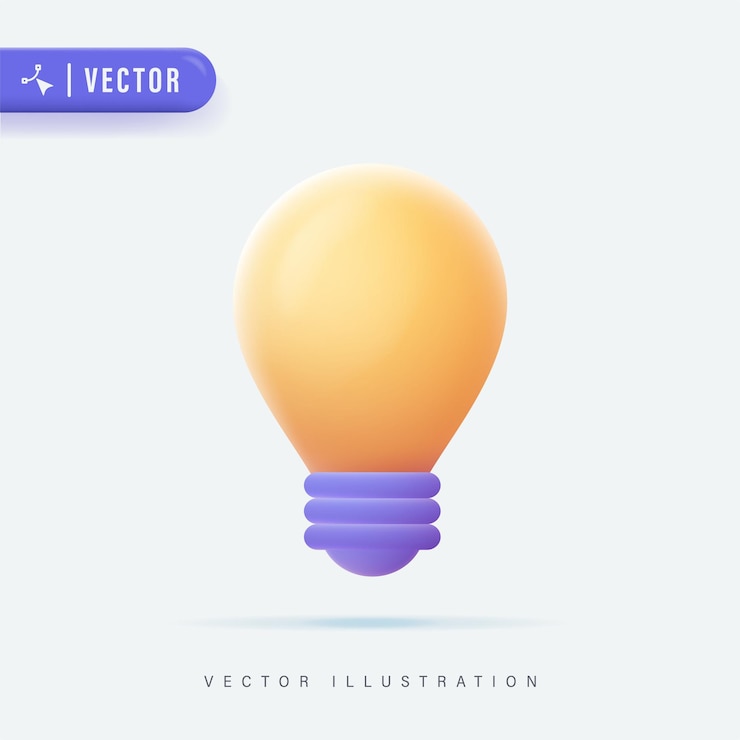 Vector 3d realistic light bulb vector illustration. yellow light bulb idea icon,logo and symbol.