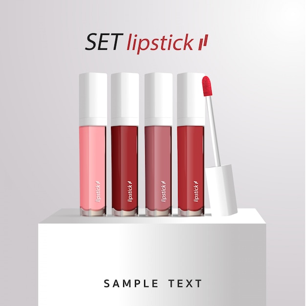 3d realistic lipstick tube template packaging