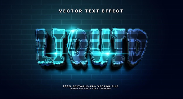 벡터 3d 현실적인 액체 편집 가능한 텍스트 스타일 효과 터 텍스트 효과와 놀라운 액체 기술 테마