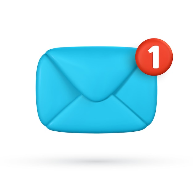 Трехмерная реалистичная иконка почтового конверта Входящая почта уведомляет об онлайн-концепции электронной почты Векторная иллюстрация