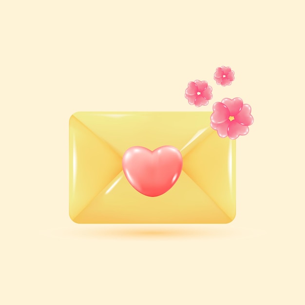 3D realistic mail from your lover vector icon illustration