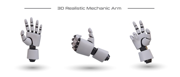 3D realistic mechanical hand Programmable manipulator Cyborg hand gesturing