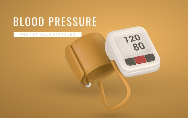 Vector 3d realistic medical blood pressure in cartoon style doctor equipment icon vector illustration