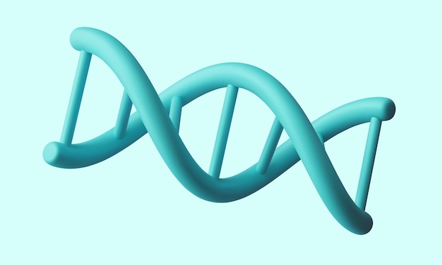 3d realistic medical spiral genetic dna isolated in blue background Banner for molecular chemistry physics science biochemistry in cartoon style Vector illustration