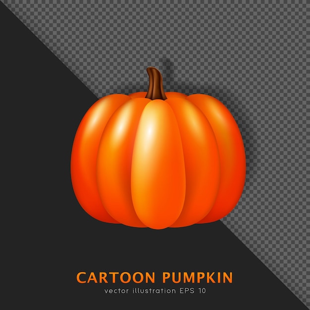 3D realistic orange pumpkin. Cartoon Halloween or Thanksgiving squash. Shinny Autumn decoration