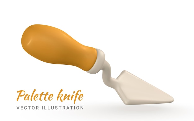 Vector 3d realistic palette knife in cartoon style vector illustration