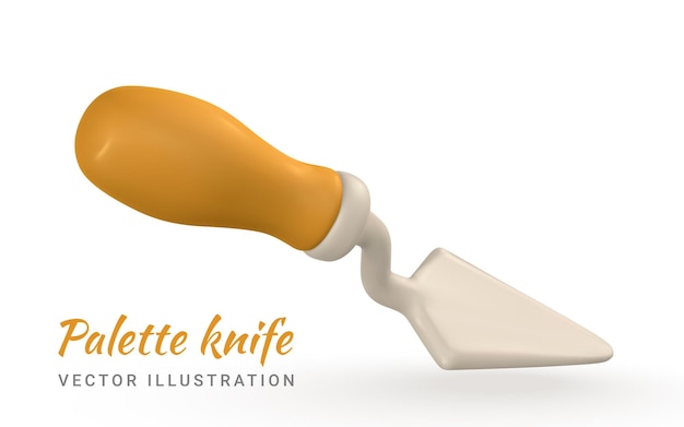 3d realistic palette knife in cartoon style vector illustration