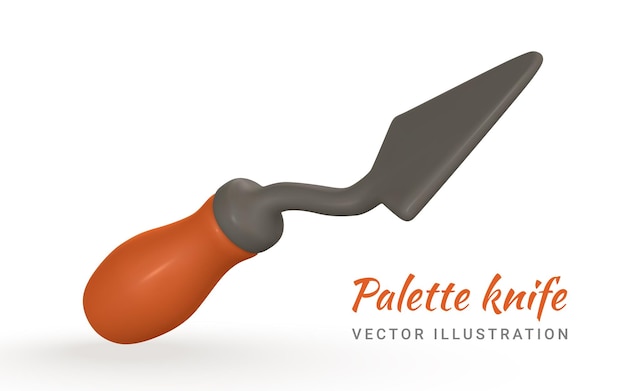 3d realistic palette knife in cartoon style Vector illustration