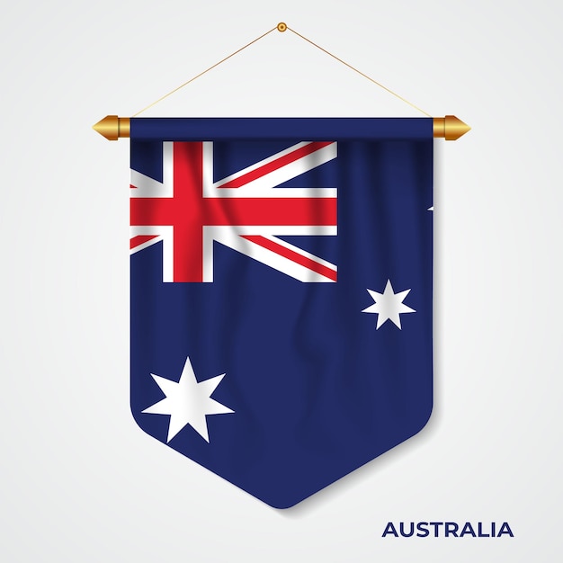 3d realistic pennant Australia with flag