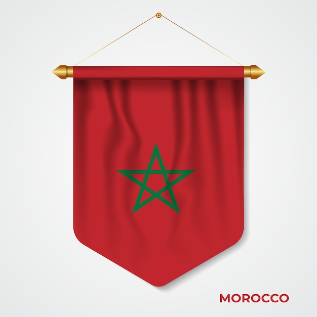 3d realistic pennant Morocco with flag