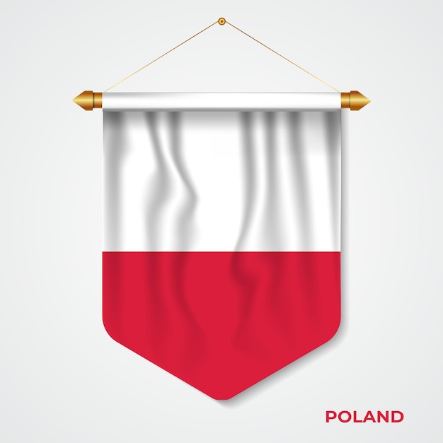 3d realistic pennant poland with flag