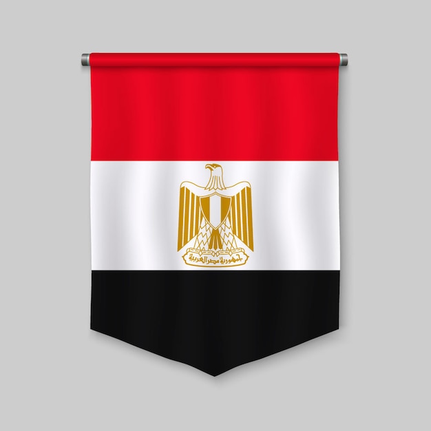 3d realistic pennant with flag of egypt