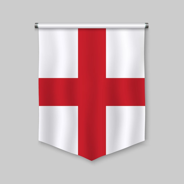 3d realistic pennant with flag of England