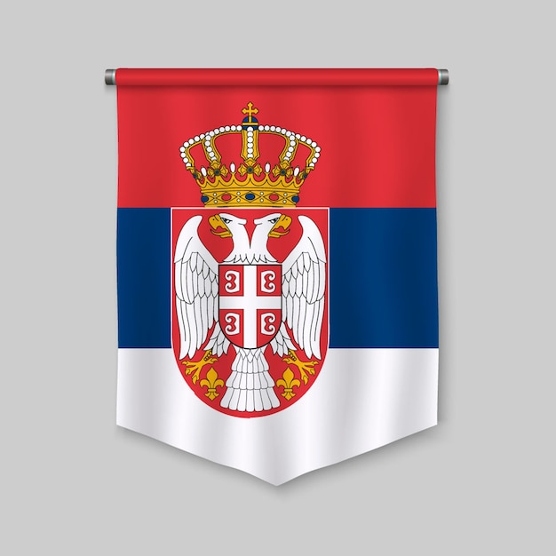 3d реалистичный вымпел с флагом сербии