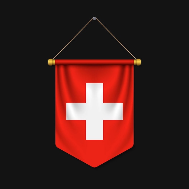 3d realistic pennant with flag