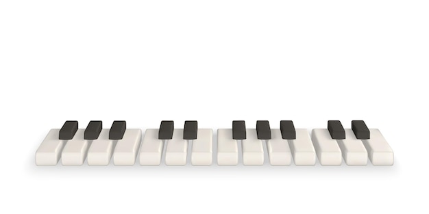 3d realistic piano keys Musical instrument keyboard Vector illustration