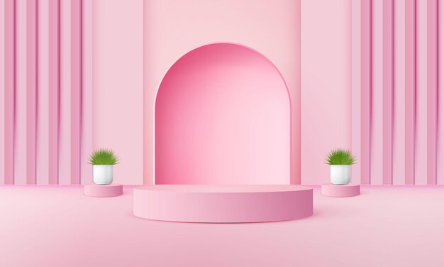 3d realistic pink podium with copy space area blank space for product placement product display m