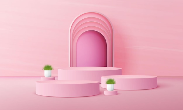 3d realistic pink podium with copy space area blank space for product placement product display m