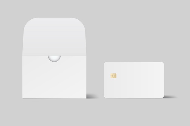 3D Realistic plastic credit card and booklet holder open leaflet bifold mockup isolated