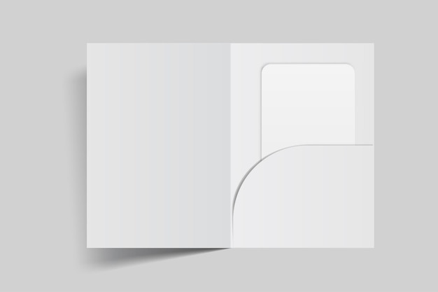 3D Realistic plastic credit card and pocket folder open leaflet bifold mockup isolated