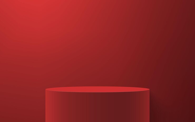 Vector 3d realistic podium or pedestal on red background