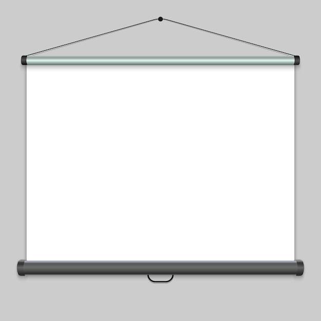 3d realistic projection screen, presentation whiteboard. vector illustration