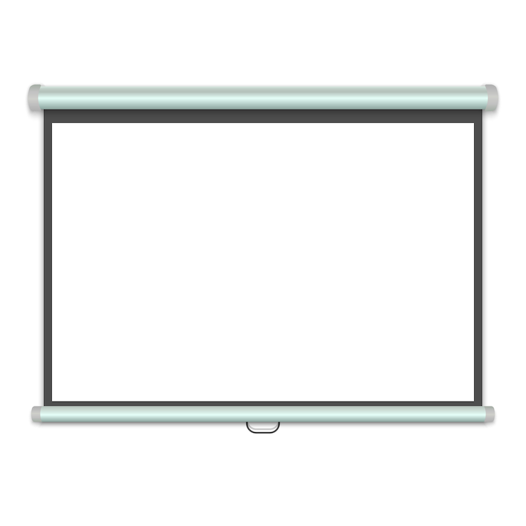Vector 3d realistic projection screen, presentation whiteboard. vector illustration