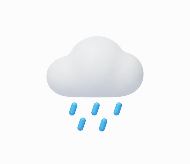 3d realistic rainy cloud icon vector illustration