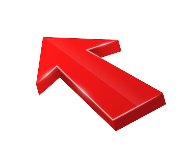 3D realistic red arrow pointing in various directions