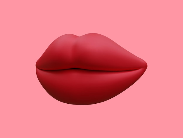 3d realistic red beautiful women's lips isolated on white background Vector illustration