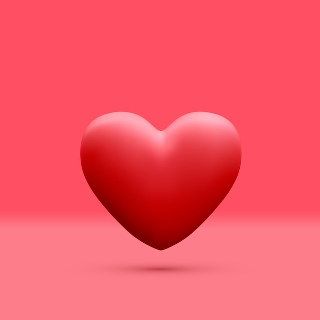 3d realistic red heart isolated on light background 3d render valentine heart Vector illustration