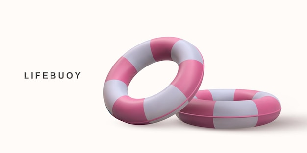 Vector 3d realistic red lifebuoy