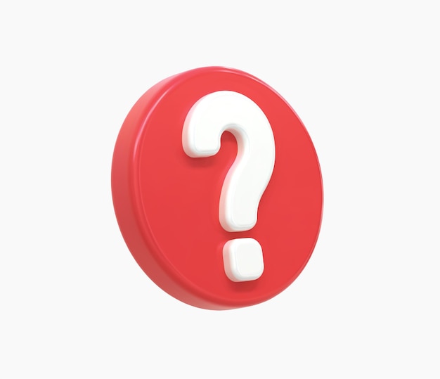 3d Realistic Red question mark button vector Illustration