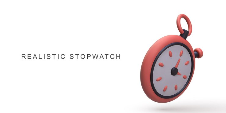 Vector 3d realistic red stopwatch on white background vector illustration