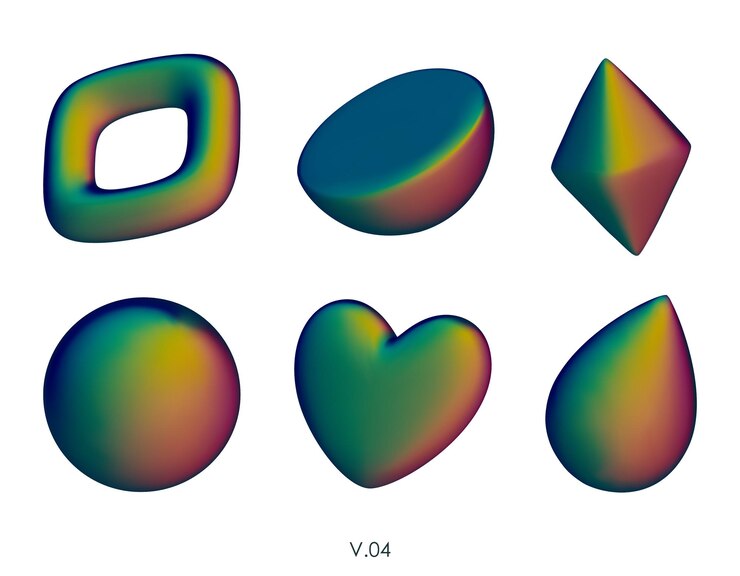 Vector 3d realistic render geometric figures matte green design elements colorful vector decorative shapes crystal sphere semicircle heart drop vector illustration isolated on white