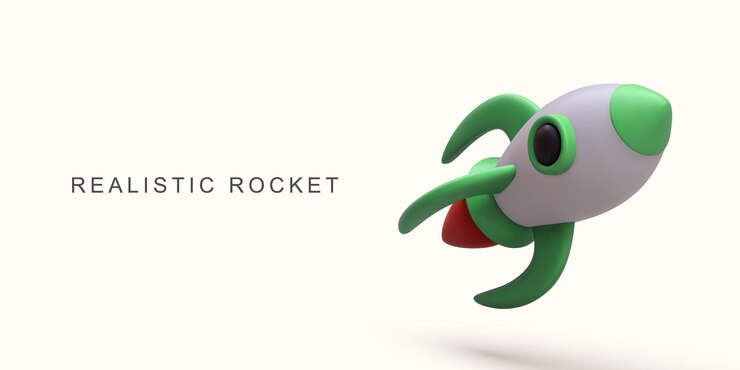 Вектор 3d реалистичная ракета на белом фоне векторная иллюстрация