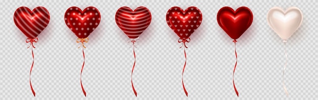 3d реалистичные романтические красные и золотые сердечные шары на прозрачном фоне ко Дню Святого Валентина