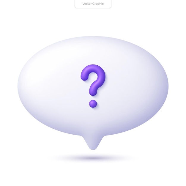 3d realistic round speech bubble icon with question mark faq support help concept 3d vector rend