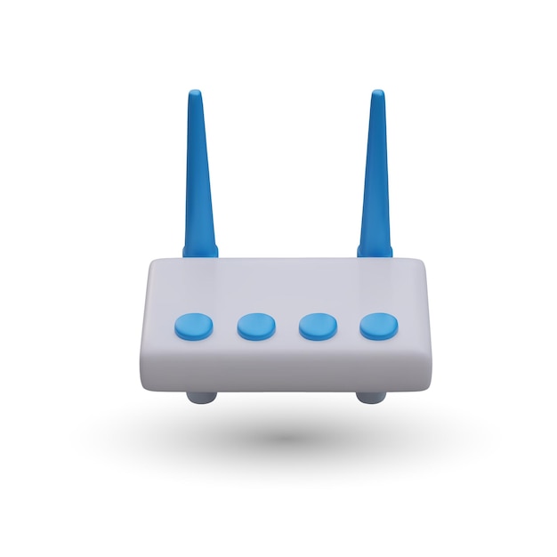 3d realistic router in blue colors on white background with place for text