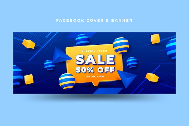 Vector 3d realistic sales facebook cover